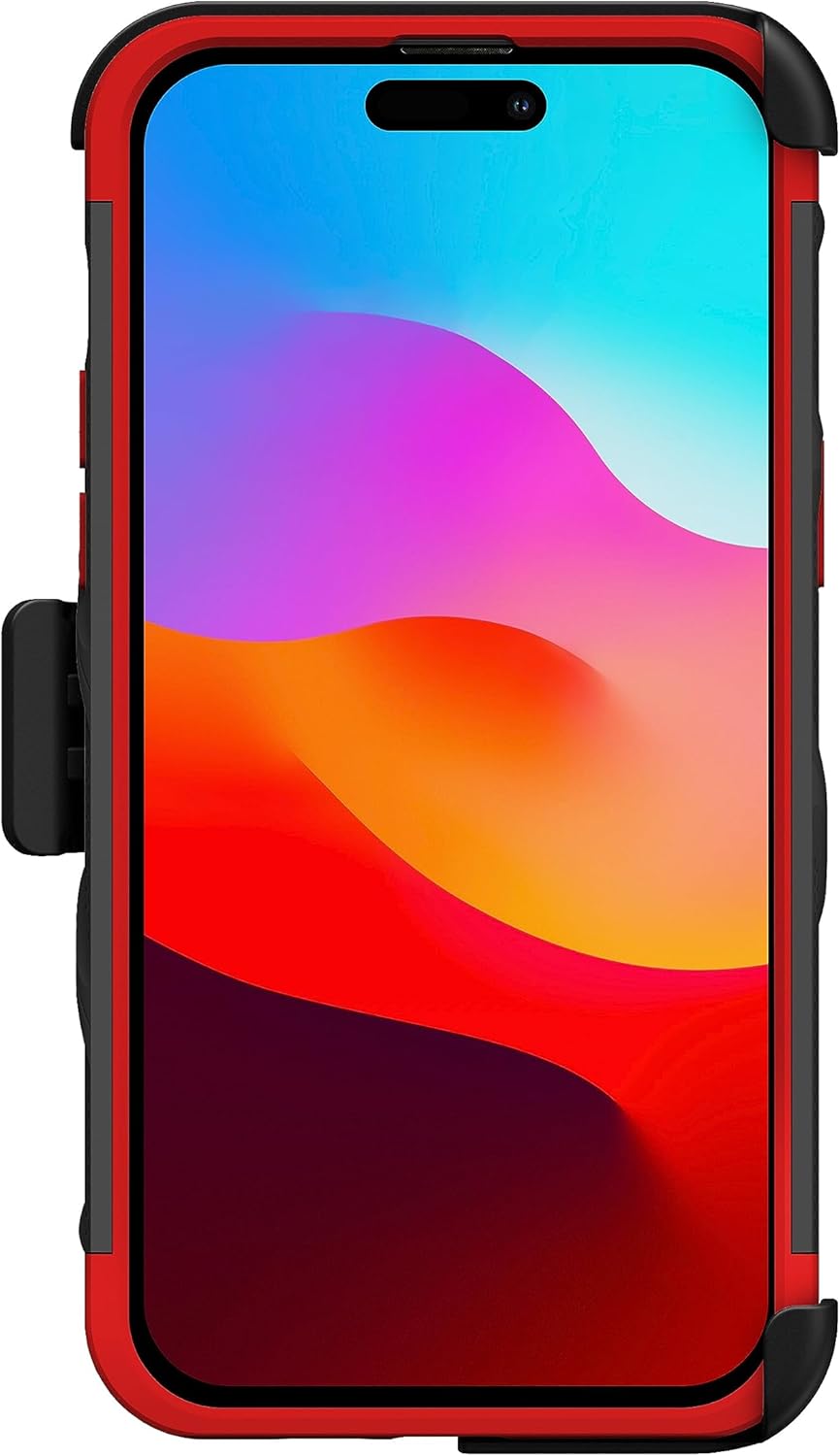 ZIZO Bolt Bundle for iPhone 15 Pro Max Case with Screen Protector Kickstand Holster Lanyard - Red