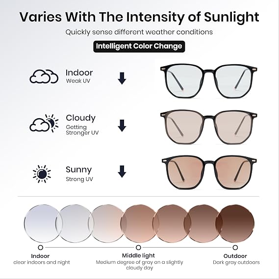 Cyxus Photochromic Blue Light Glasses for Men Women Computer Glasses UV Protection Glasses 8255