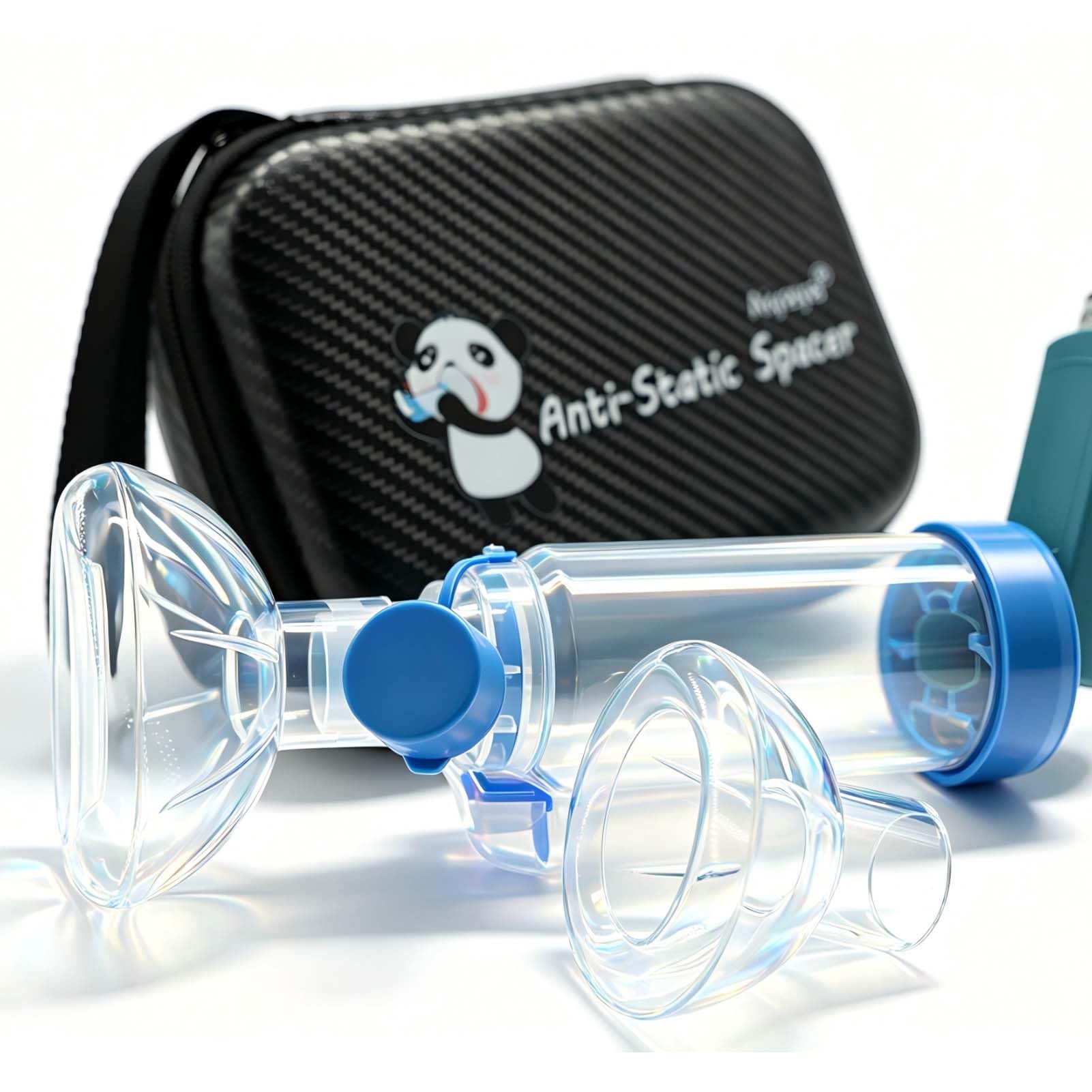 Cámara de aerosol para mascotas/espaciador de inhalador para perros y gatos, incluye dos tamaños de máscara y una funda de transporte, compatible con cualquier MDI