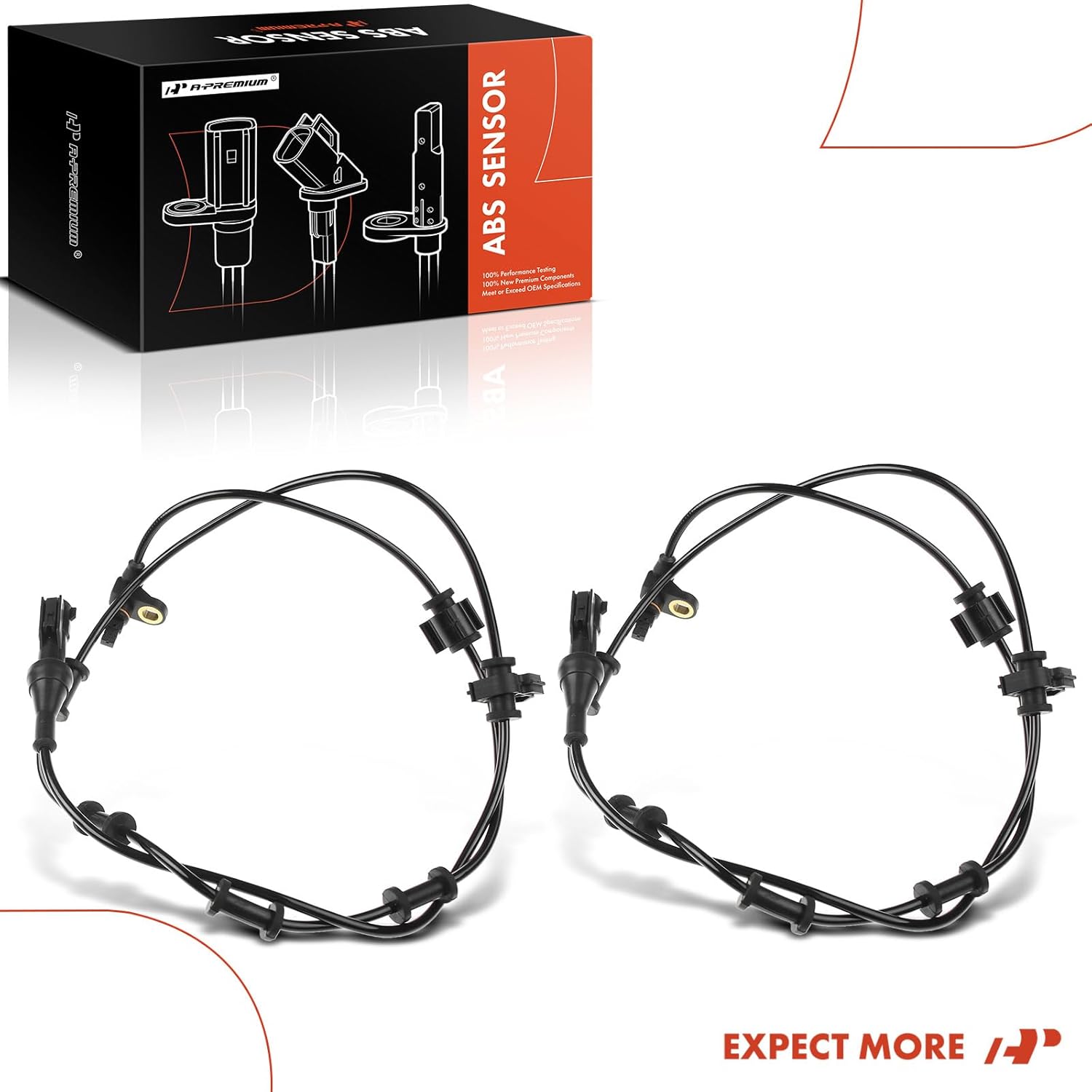 A-Premium ABS Wheel Speed Sensor Compatible with Ford & Lincoln Models - Expedition, Navigator 2003-2006, Sport Utility - Front Driver and Passenger Side, 2-PC Set, Replace# 2L1Z2C190AA, 2L1Z2C204CA