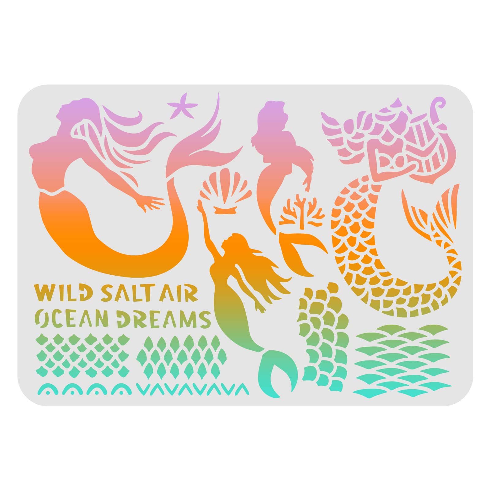  FINGERINSPIRE Meerjungfrau-Malschablonen 29,7 x 21 cm Meerjungfrau 