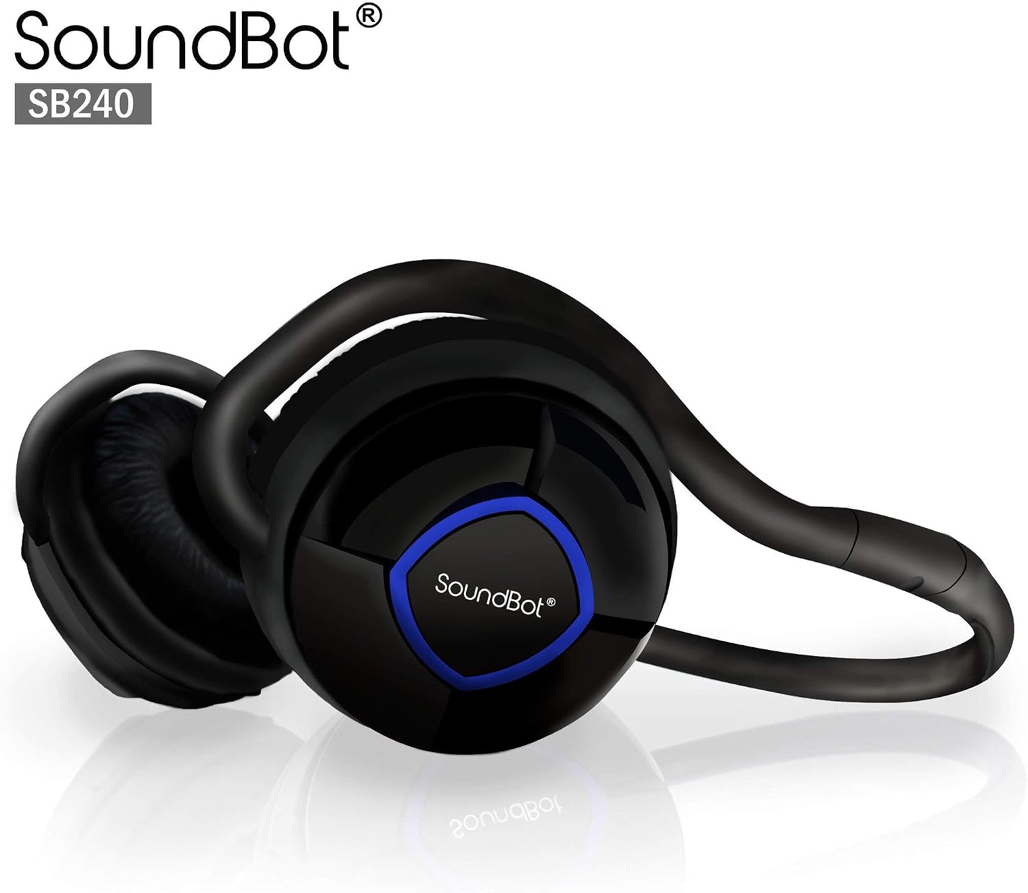 SoundBot SB518FM Sapphire Blue/Black Bluetooth Headset for Music Streaming & HandsFree Calling for 20 Hours of Talk Time, 400 Hours of Standby Time w/ MicroUSB Charging Port & Cable Included