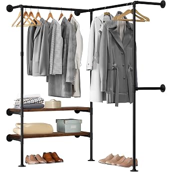 Woltu Clothes Rail with Shelves Wall Mounted Wardrobe