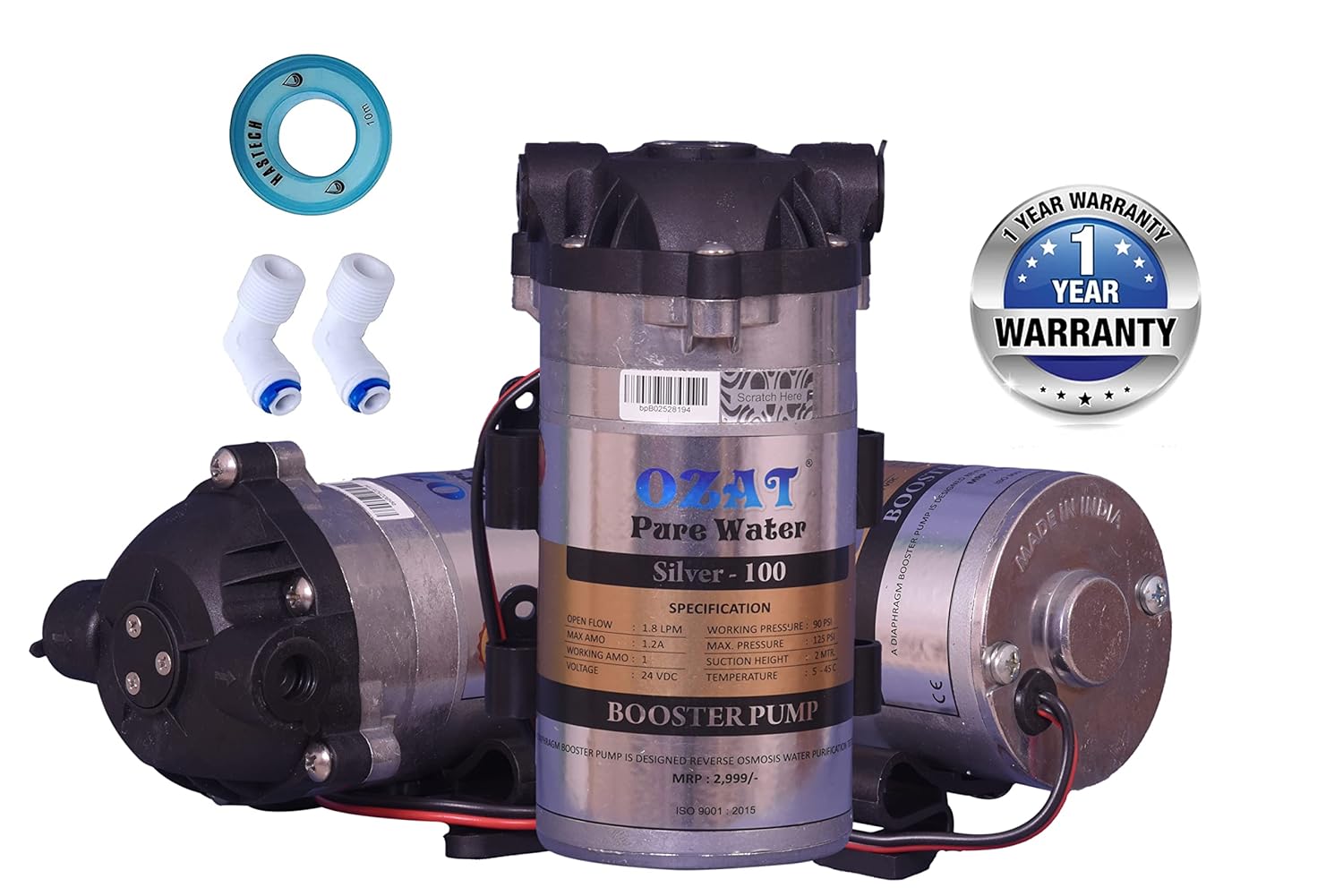 Ozat pure water RO Booster Pump Motor 100 GPD Input 24V with Connectors