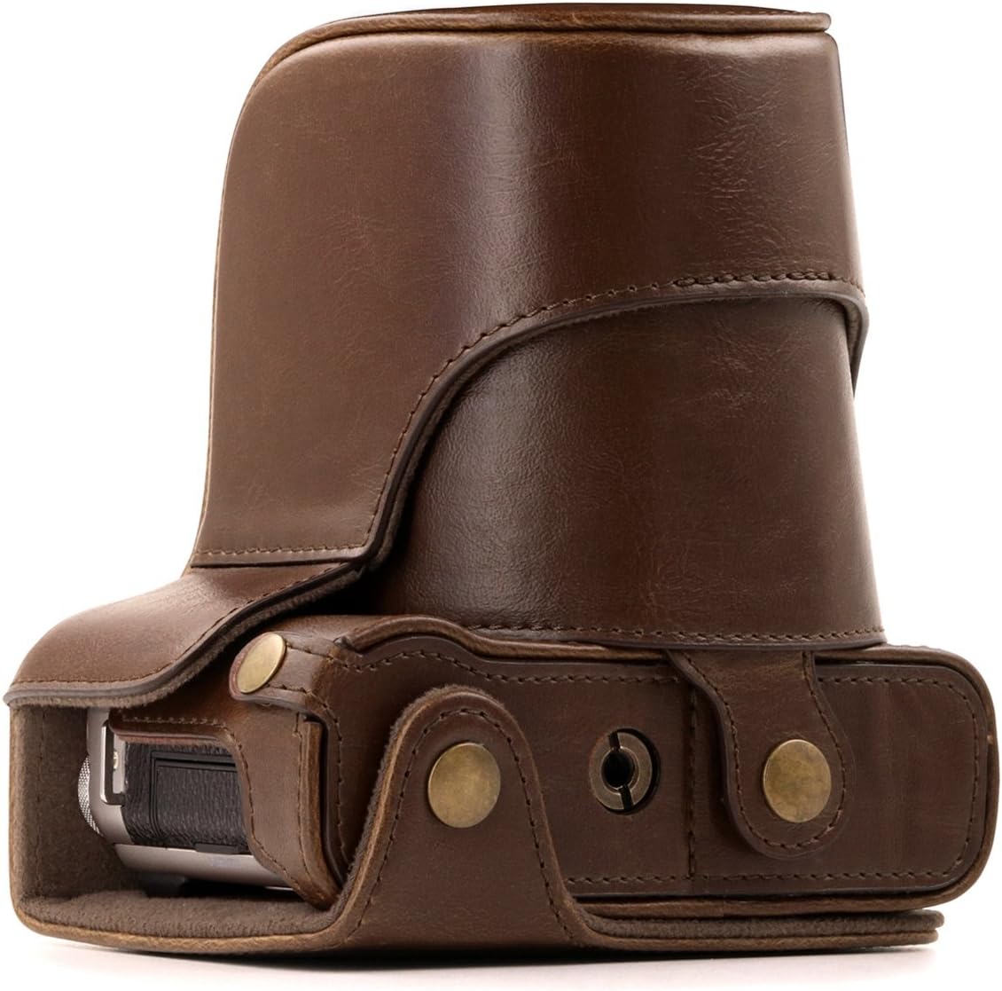 "Ever Ready" Protective Leather Camera Case , Bag for Fujifilm X-A3, X-A2, X-A1, X-M1 Compact System with 16-50mm Lens (Dark Brown)