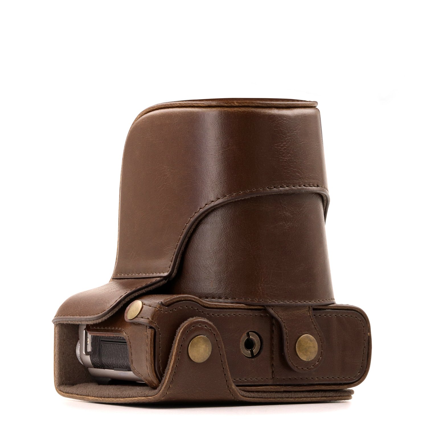 "Ever Ready" Protective Leather Camera Case , Bag for Fujifilm X-A3, X-A2, X-A1, X-M1 Compact System with 16-50mm Lens (Dark Brown)