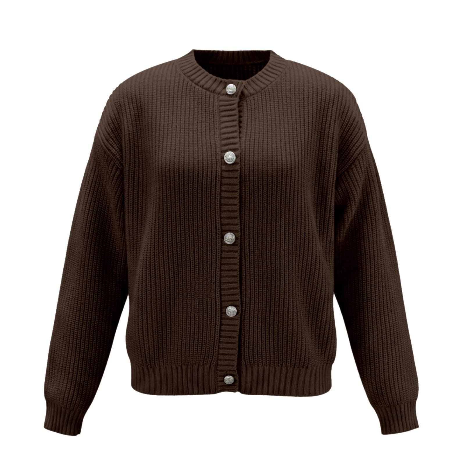 Rundhals Strickpullover Schwarz Strickjacke, Pullover Damen Handgestrickt