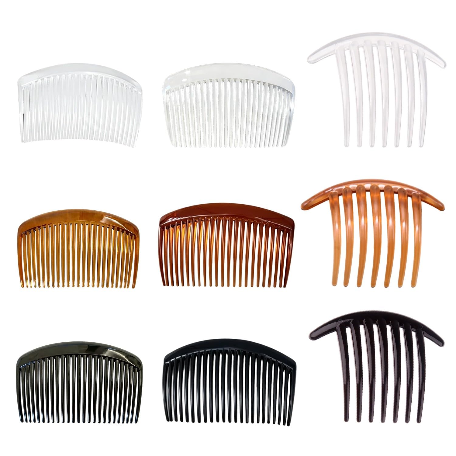 9 Piezas Peinetas para el Pelo, Peineta Francesa de Resina con 7, 23 y 29 Dientes, Accesorios para el Cabello Mujer y Niña para Mantilla, Peinados Diarios y Eventos, Negro, Marrón y Transparente