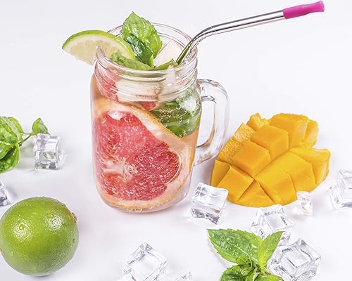 Miniatura 3 de Mini Skater 11 piezas de puntas de silicona multicolor de grado alimenticio para popotes de acero inoxidable de 14 de pulgada de ancho (0.236 in de