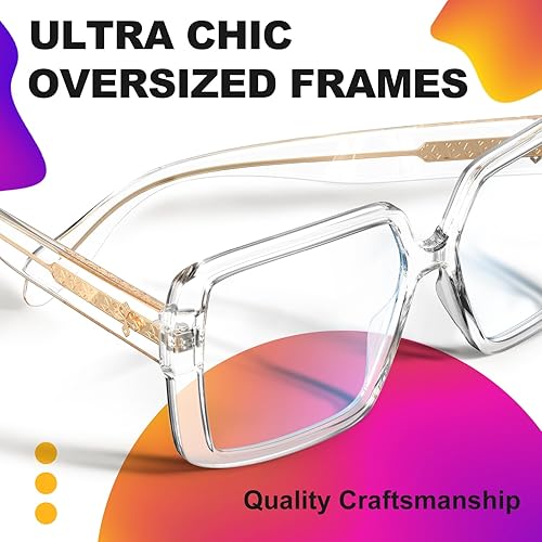 Miniatura 4 de VISOONE Gafas de bloqueo de luz azul TR90 de gran tamaño, accesorios de moda, sin receta para mujeres, Harvard