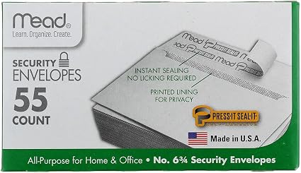 Boxed Peel & Stick Envelopes 3-5/8"X6-1/2" 55/Pkg-Security #6