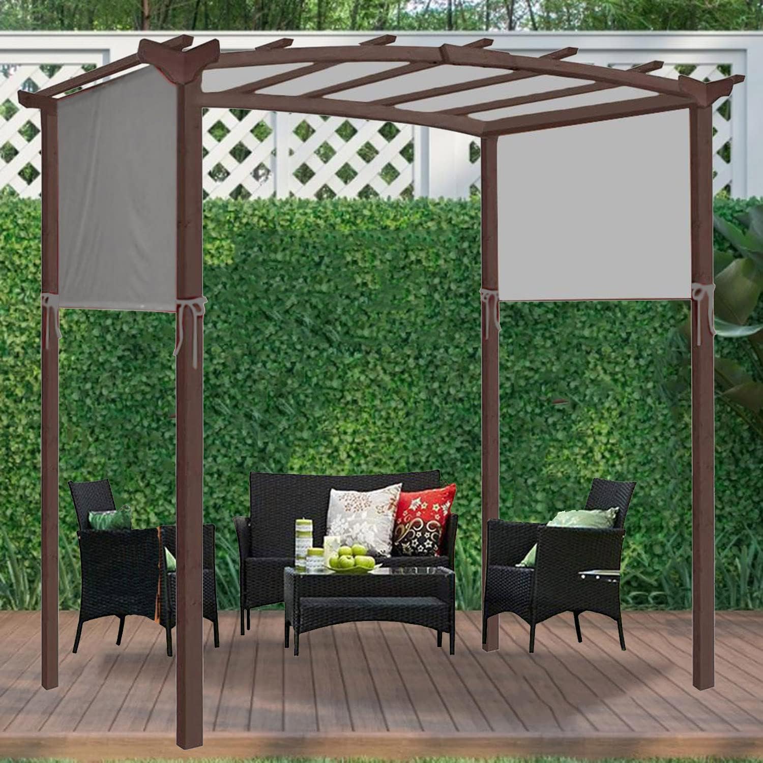 Pergola Replacement Canopy, Universal Replacement Canopy for Pergola Adjustable, Breathable, Rainproof, Sun Shading Replacement Pergola Cover for Curved Pergola Structure