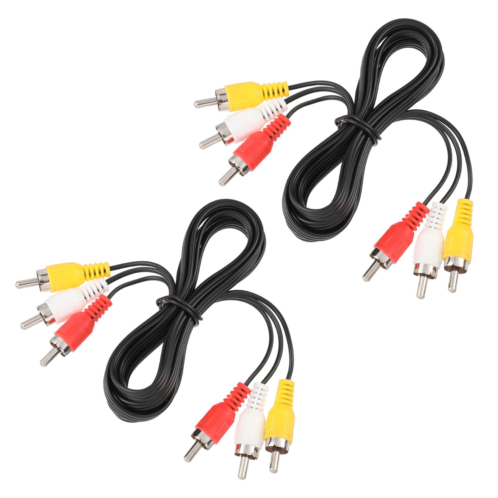 Photo 1 of 2 Pcs 5FT RCA Audio Video Composite Cable, AV Cable Red/White/Yellow 3 Male to 3 Male for TV, DVD, VCR, Projector, Amplifier, Speaker, Satellite, Home Theater Receivers