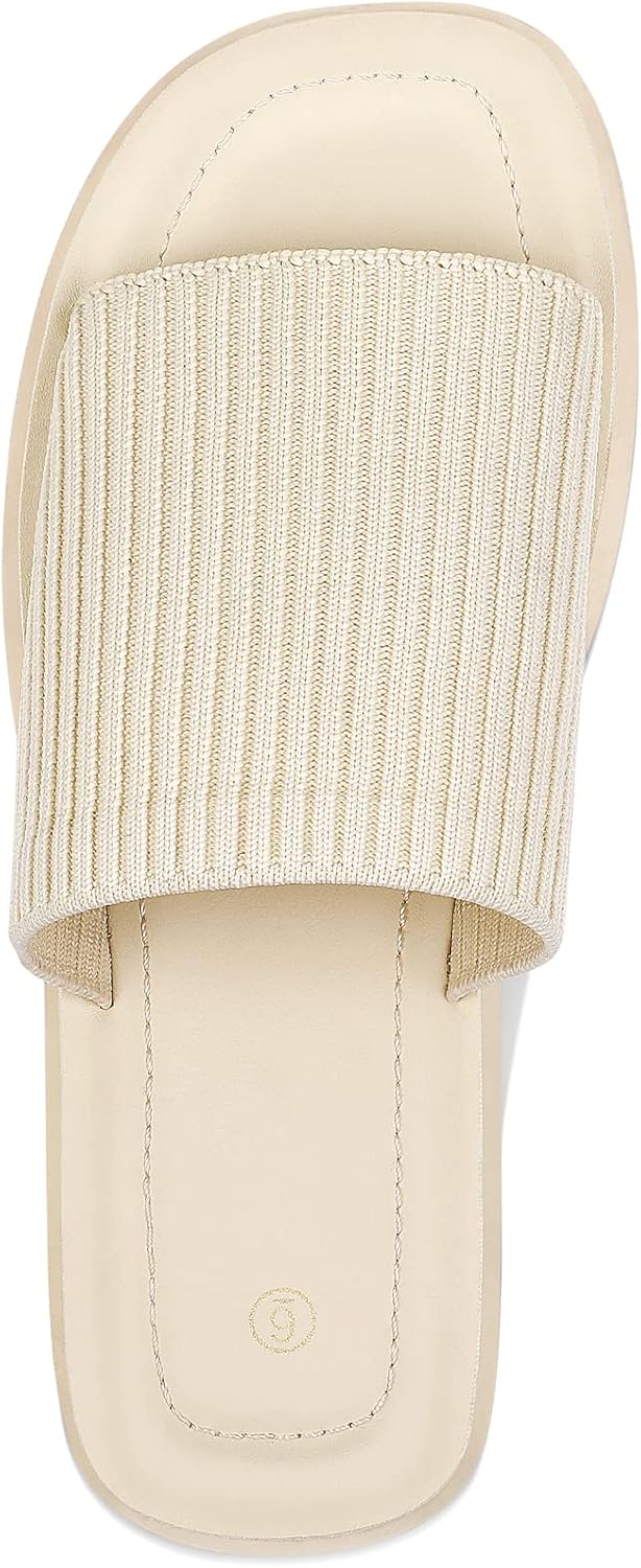 mysoft Women's Platform Sandals 1.8 Inch Slip On Comfortable Knit Open Toe Flatform Chunky Slide Sandals - Image 6