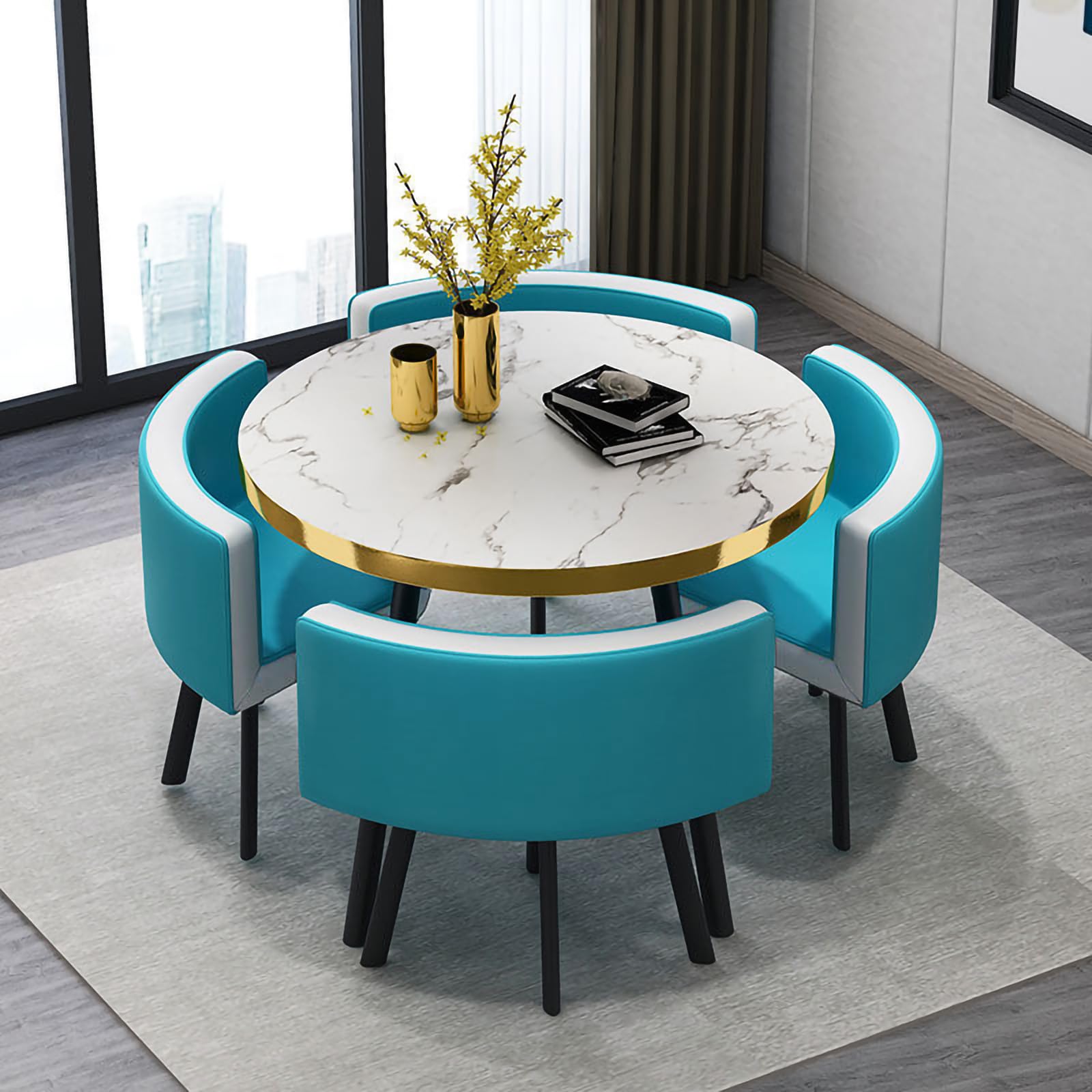 Amazon｜ダイニングテーブルセット 4人用 オフィス受付テーブルチェア 