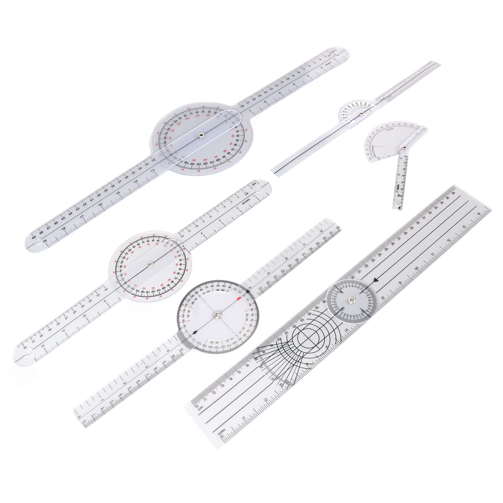Medische goniometerset, 6-delige medische hoekliniaal Medische spinale goniometer gradenboog