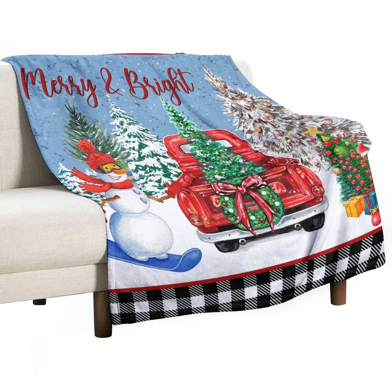 Couverture de canapé Merry & Bright en flanelle imprimé Noël