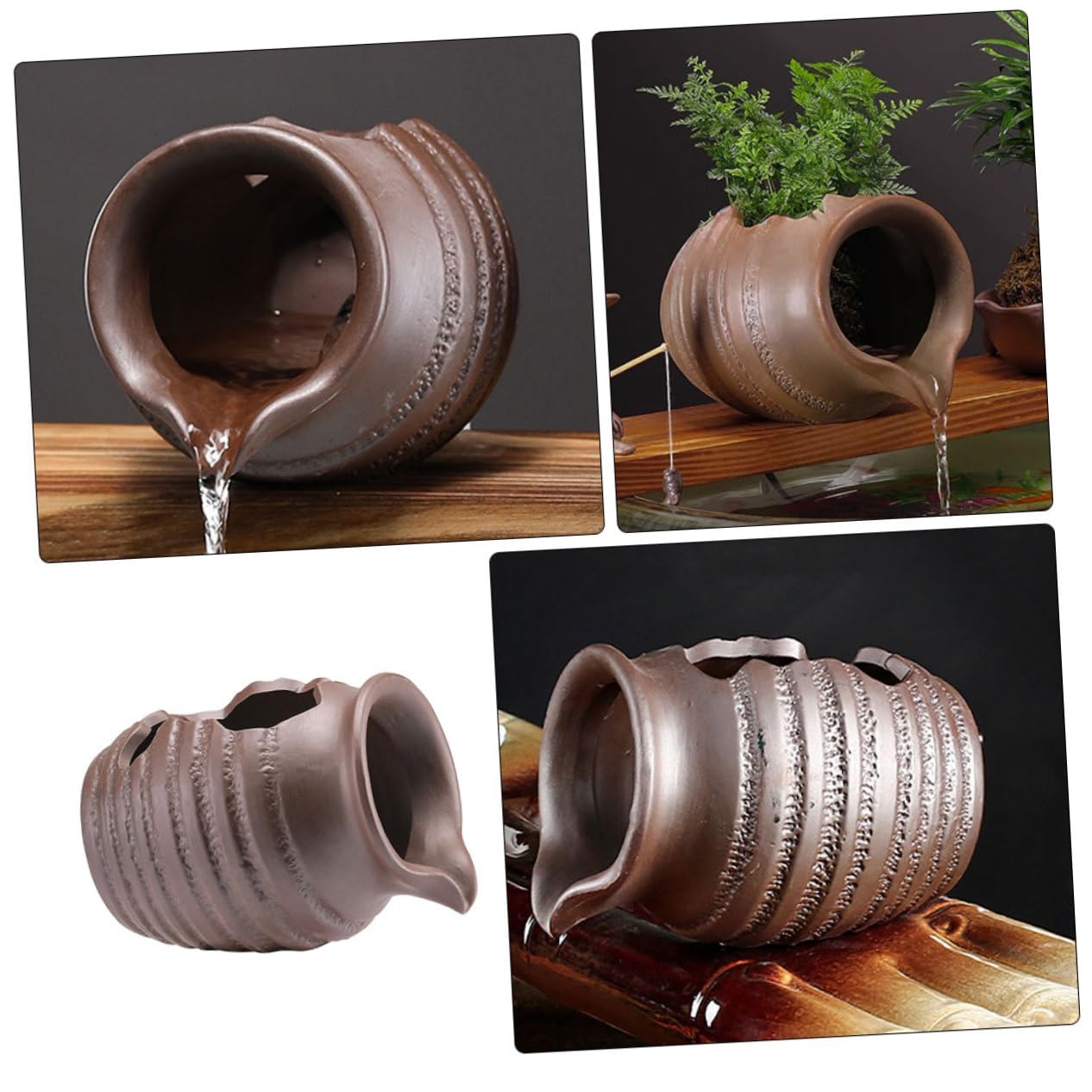MERRYHAPY Outdoor Water Feature Garden Water Feature Ceramic Jar Planter Courtyard