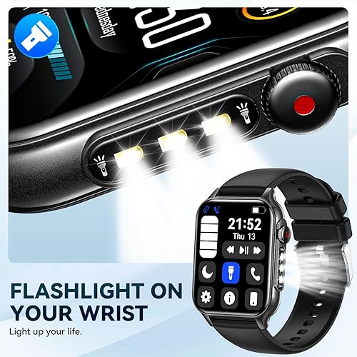 Miniatura 2 de Relojes inteligentes para mujeres y hombres (responder/hacer llamadas) con linterna LED, pantalla táctil HD de 1.96 pulgadas, monitor de sueño de