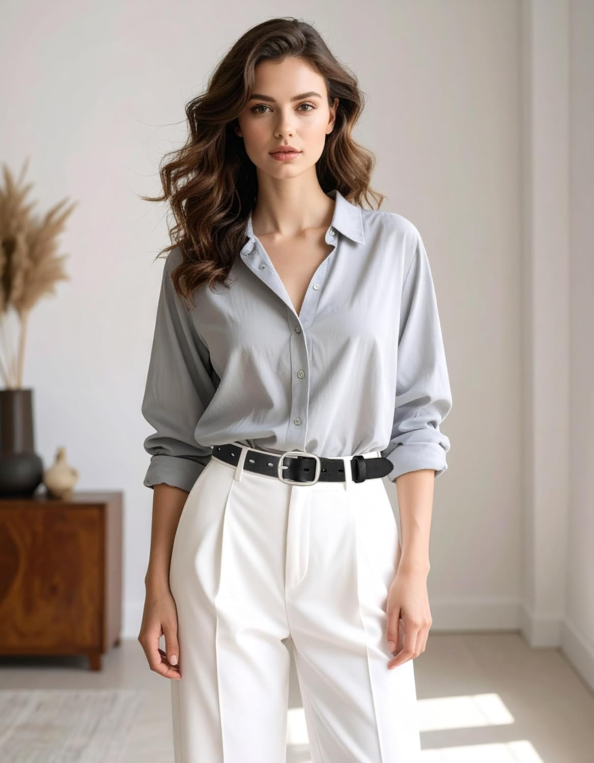 maikun Womens Leather Belt, Fashion Black Womens Belt for Jeans Pants, Easy to Match - Image 3