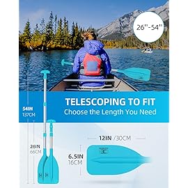OCEANBROAD Telescoping Emergency Paddle 26\'\'-54\'\' Collapsible Paddles Aluminium Shaft for Kayaking Boating Canoeing River Tubing, Blue, 1 Paddle
