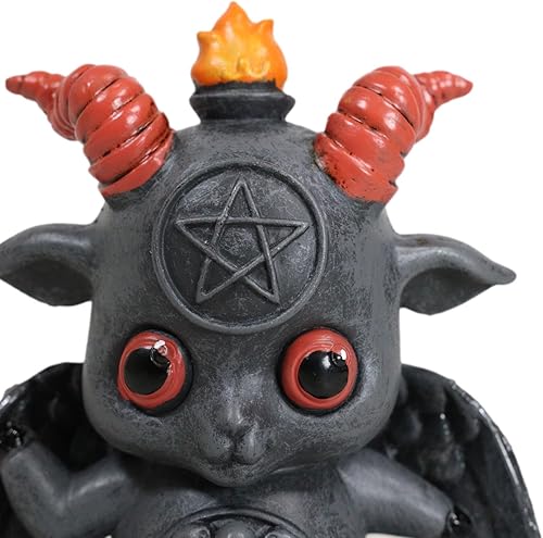 Miniatura 4 de Ebros Gift Sabbatic Baby Goat Idol Baphomet Spawn Baphy con círculo de pentagrama Chibi, figura Wicca Oculto Illuminati coleccionable (Meditación de