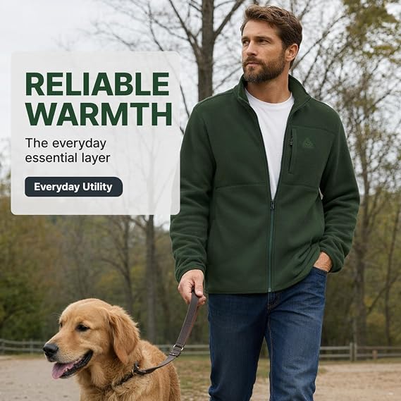 Gerry Full Zip Fleece Jacket Men - Polar Fleece Lightweight Zipper Sweater