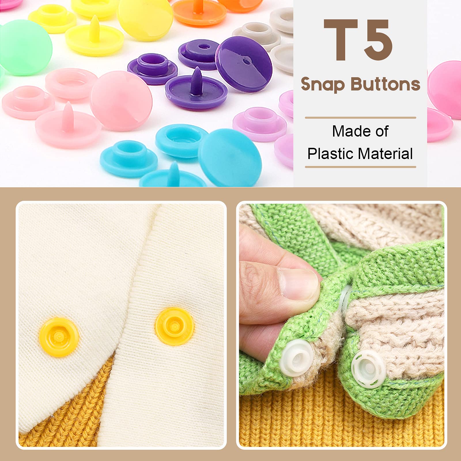 Kit 384 Boutons Pression Plastique T5 24 Couleurs - Swpeet Avec Pince Outil Complet