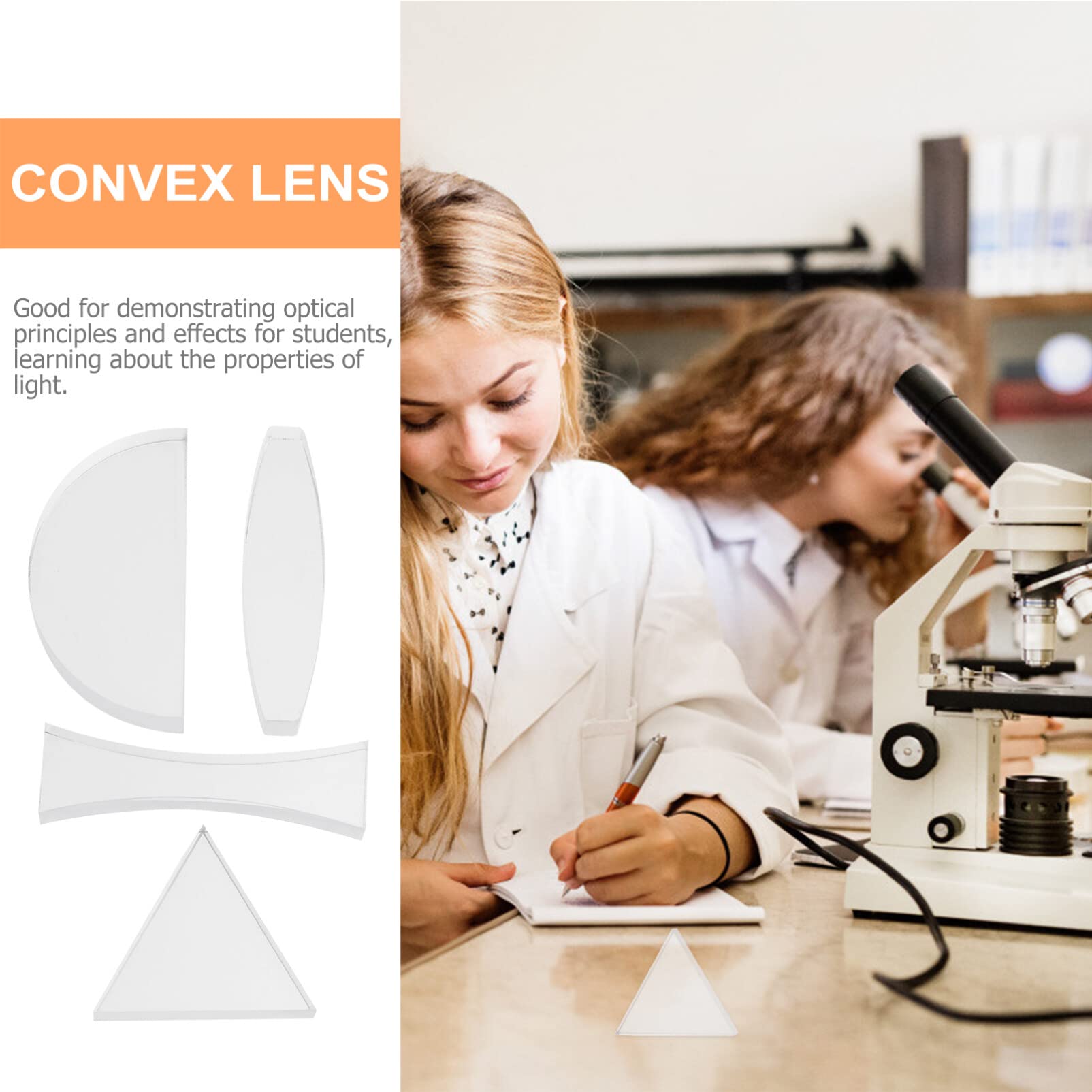 ibasenice Juego De Experimentos Ópticos Físicos 5 Uds. Lente Óptica De Lente Convexa Cóncava Acrílica Lente para Enseñanza De