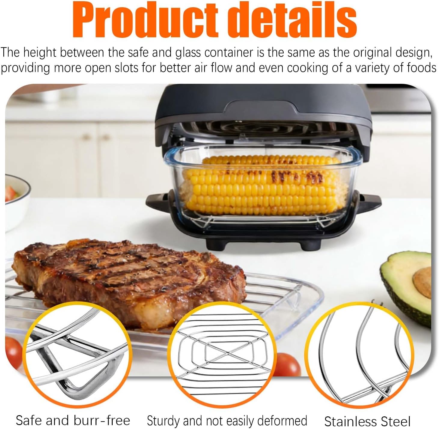 2-pack stainless steel crispy crust racks
