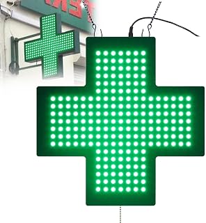Super Bright LED Pharmacy Open Sign, 19 Inch LED Medical Cross Business Sign, Drug Store Electronic Advertising Display Sign, Store Window Home Decor(Green)