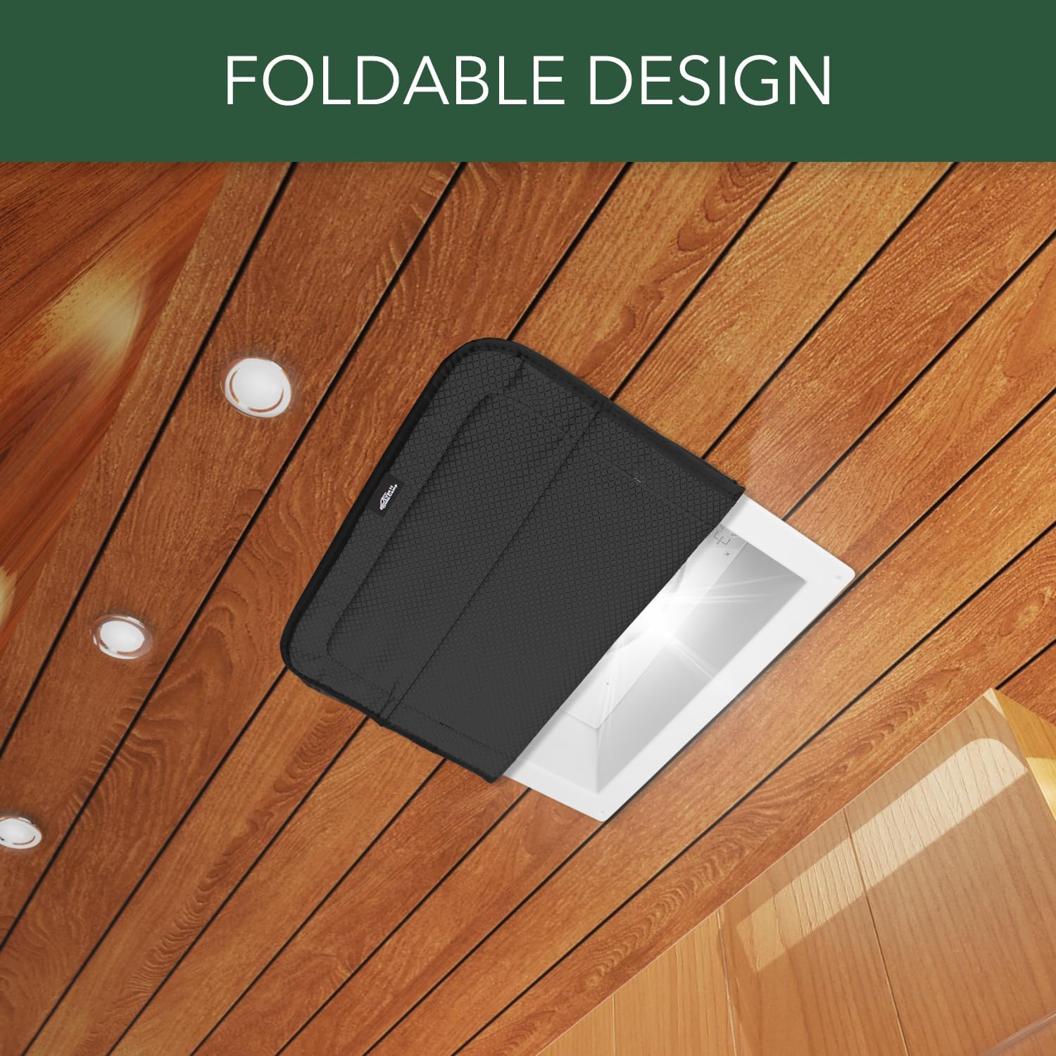 Extra-Thick Magnetic RV Roof Vent Cover for MaxxAir/Fantastic Fan, 16.5" x 16.5", Foldable Insulated Blackout Skylight Cover, 4 Season