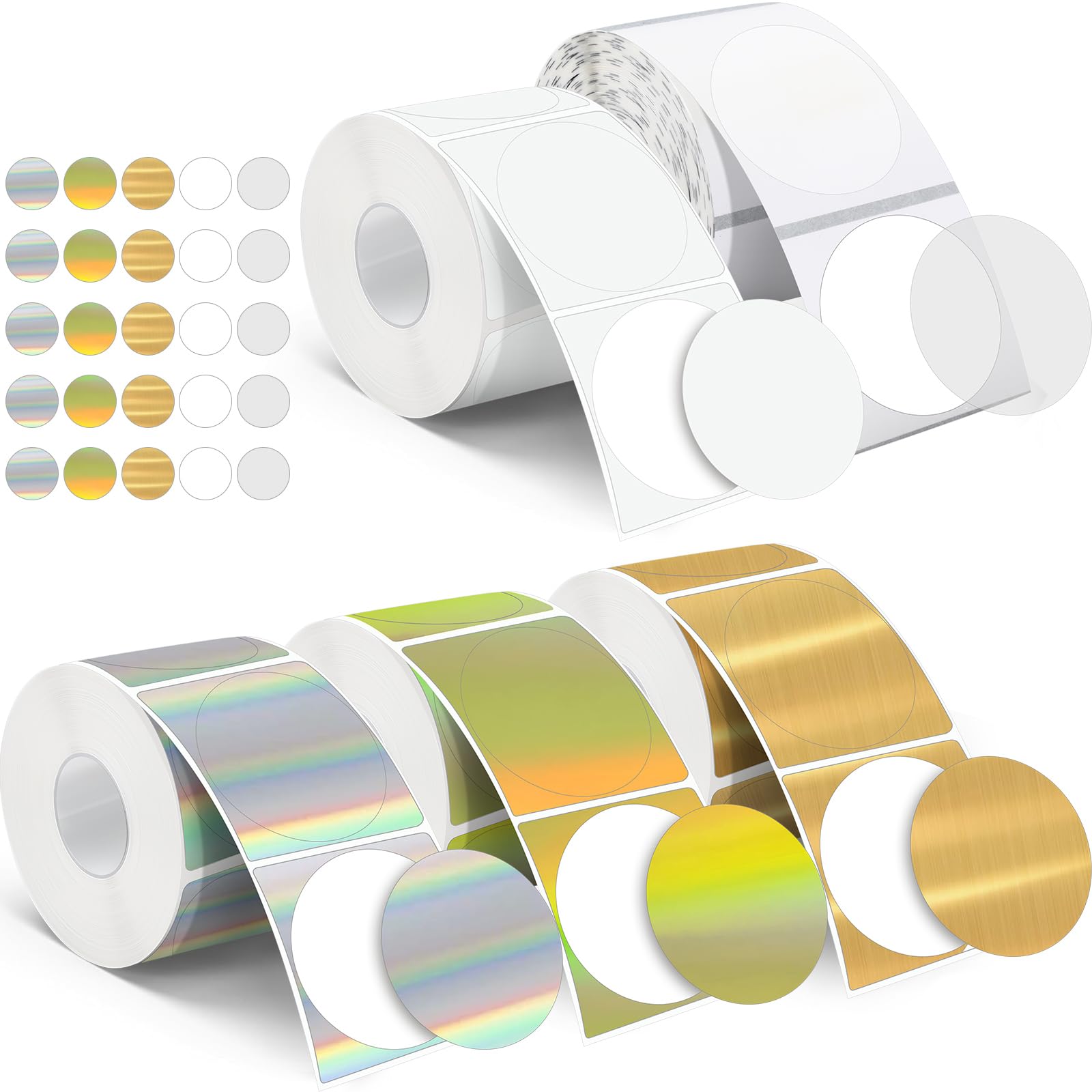 Humyoun 2500 Pcs 2 Inch Circle Thermal Sticker Labels Self Adhesive Round Direct Thermal Labels Multipurpose Printer Stickers for DIY Logo Design, Qr