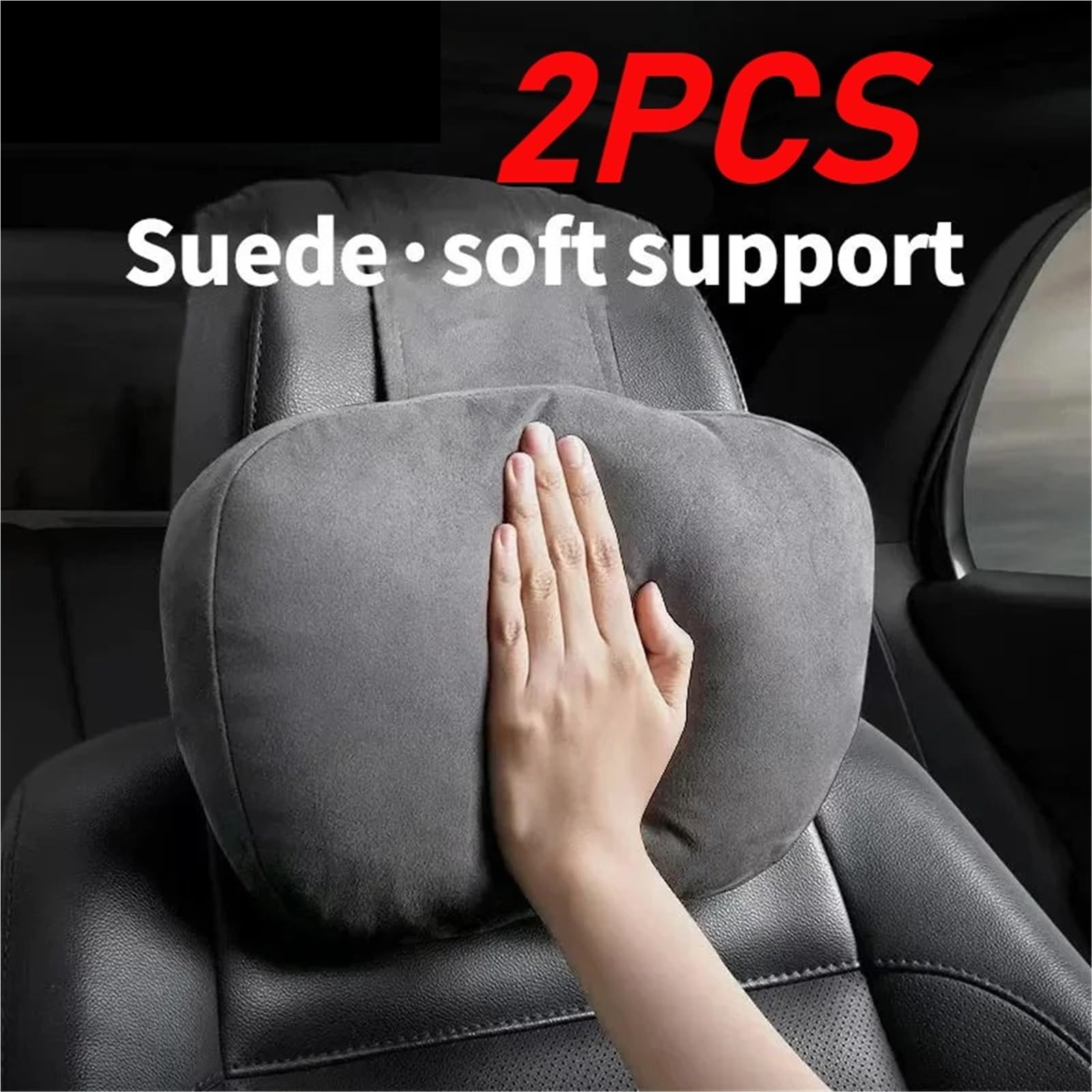 Zagłówek Samochodowy 2 szt. bawełny z pamięcią kształtu, zagłówek samochodowy, podparcie szyi, akcesoria samochodowe, klasa miękka, uniwersalna, regulowana Poduszka na Zagłówek Samochodowy(WHITE 2PCS)