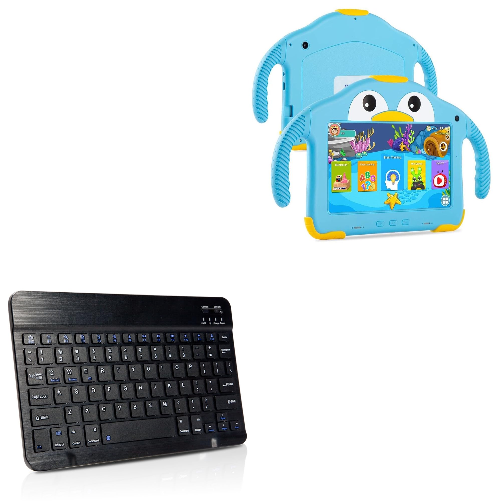 BoxWaveKeyboard Compatible with YosaToo KIDS712 (7 in) - SlimKeys Bluetooth Keyboard, Portable Keyboard with Integrated Commands - Jet Black