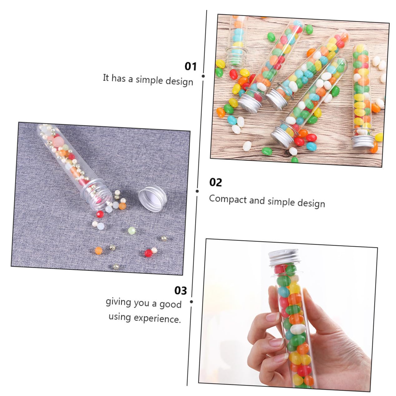 Alipis 50piezas Frascos Transparentes de Tubo de Ensayo para Almacenamiento de Dulces y Baño para Experimentos de Laboratorio