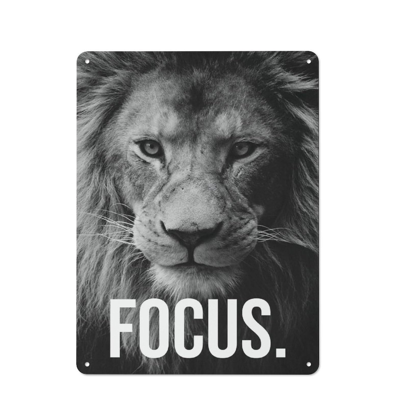 Junmoney Style-7 Metal Wall Sign 40X30cm Featuring Focus Lion Motivation For Living Room Wall, For Metal Sign Collectors, For Garage And Workshop Walls