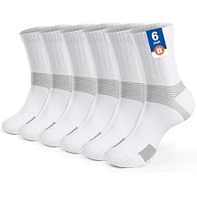 Cushioned Sports Crew Socks for Men Women Comression Moisture-wicking Anti blister Athletic Training Socks Tennis Padel Badminton Gym Hiking Cricket 6-pack