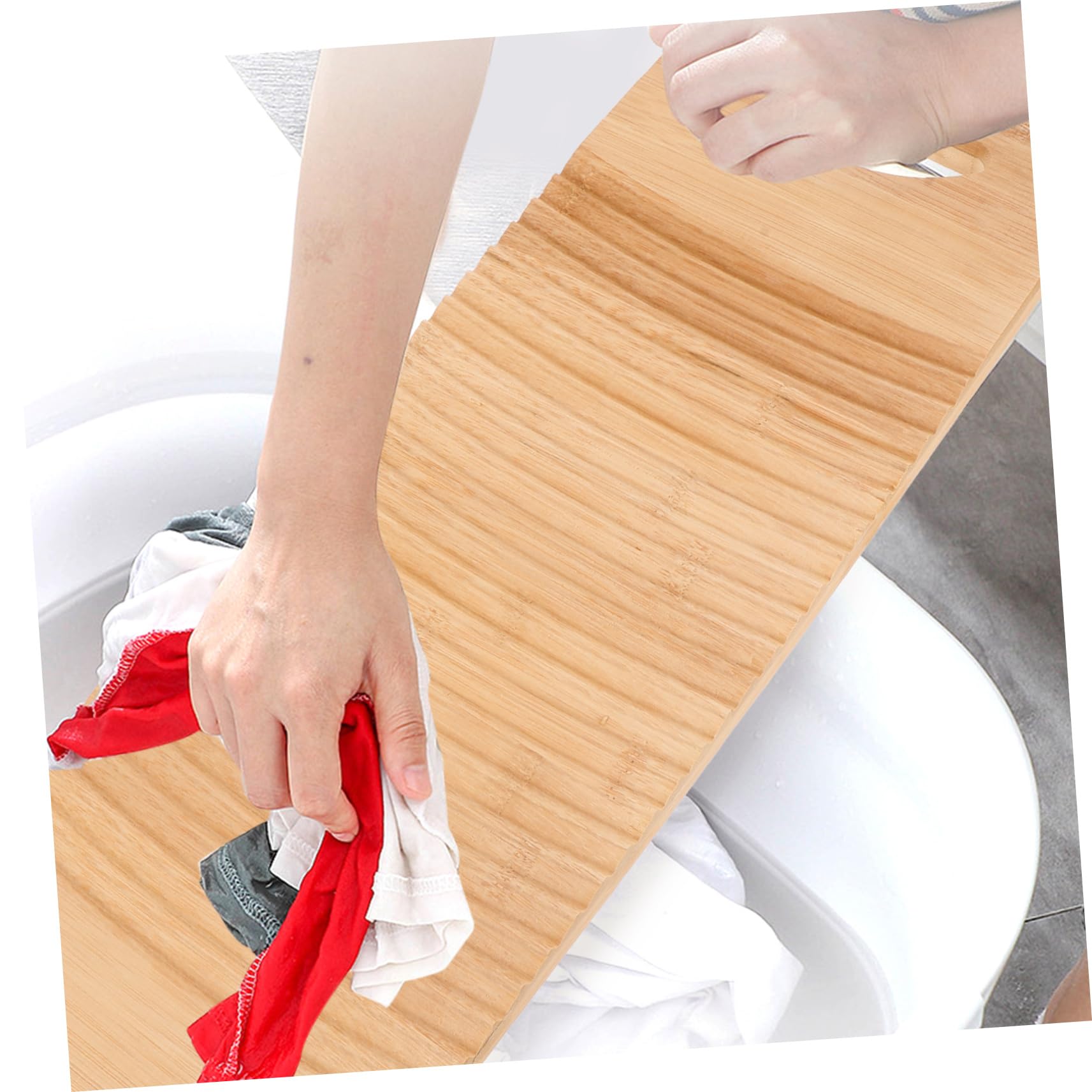 Beavorty Tabla de Lavar de Bambú Hogar Tabla para Lavar Ropa de Madera Resistente al Desgaste