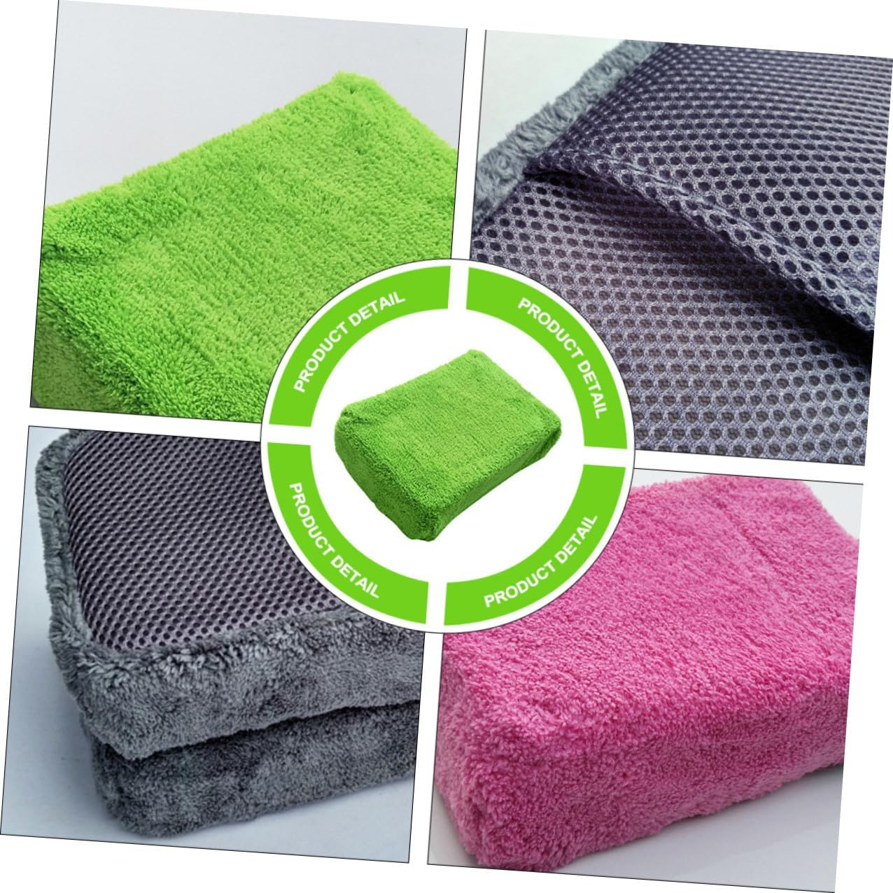 Coral Fleece High-Density Car Cleaning Sponge 2pcs, Absorbent Mesh Pocket Wash Mitt for Auto Detailing and Car Care Accessories Random Color Random Color