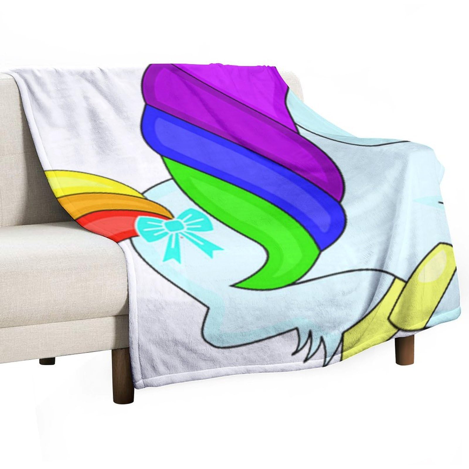 MHYRAC Flannel Blanket, Unicorn Rainbow Cute Throw Blanket for Couch Sofa Bed Office, Soft And Comfortable Without Pilling