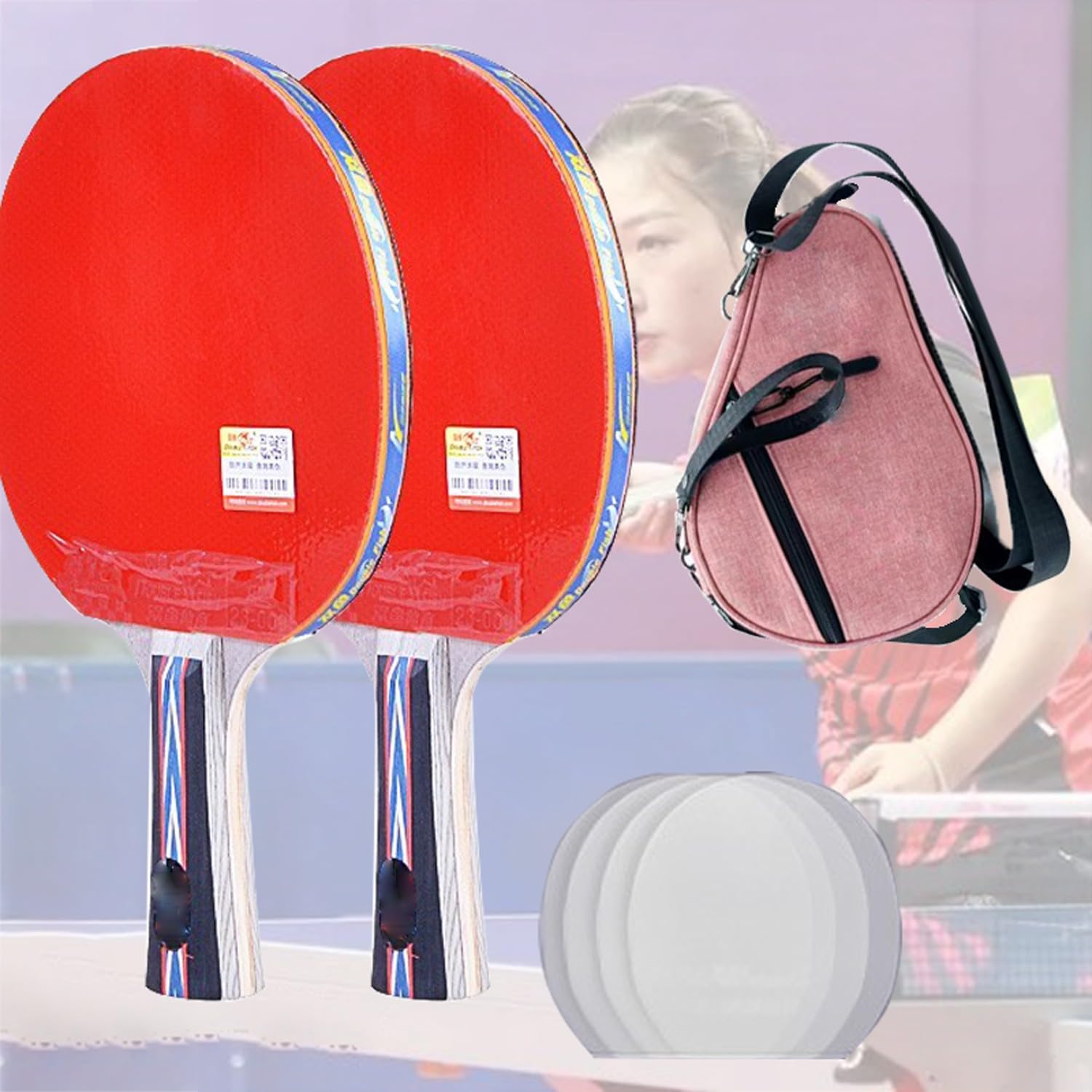 DOOKAA ping Pong Paddle 6 Star Double Shot 5 Layer Thick Core Sticky Anti-Glue Champion’s Choice Powerful Offensive Table Tennis Racket(Color:1), Size