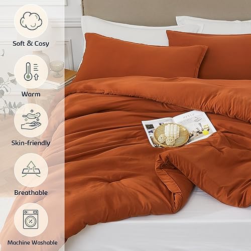 Miniatura 4 de Quataly Juego de edredón tamaño individual terracota para niños, juegos de ropa de cama ligera de 2 piezas, juego de ropa de cama individual bohemio