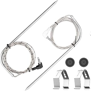 Thermometer Meat Probes for Traeger Temperature Probe Clip Grommets Wood Pellet Smoker Grill Replacement Parts BAC431 Black & White 3.5mm-Plug BBQ Accessories