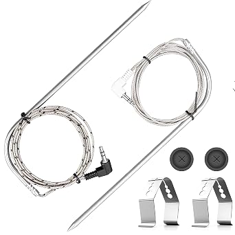 Thermometer Meat Probes for Traeger Temperature Probe Clip Grommets Wood Pellet Smoker Grill Replacement Parts BAC431 Black & White 3.5mm-Plug BBQ Accessories