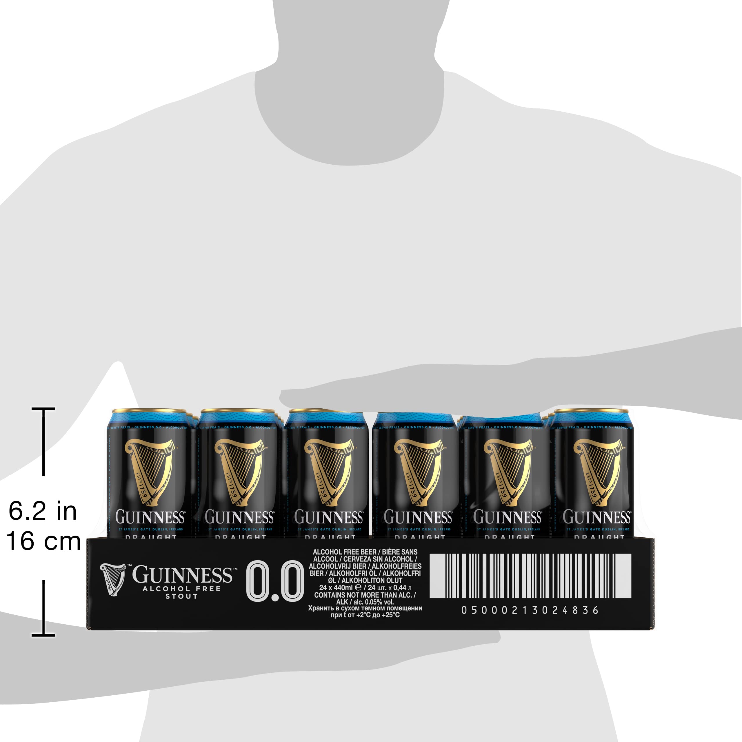 Guinness Draught 0.0 Cerveza Negra irlandesa, Pack Lata, 24 x 44 cl