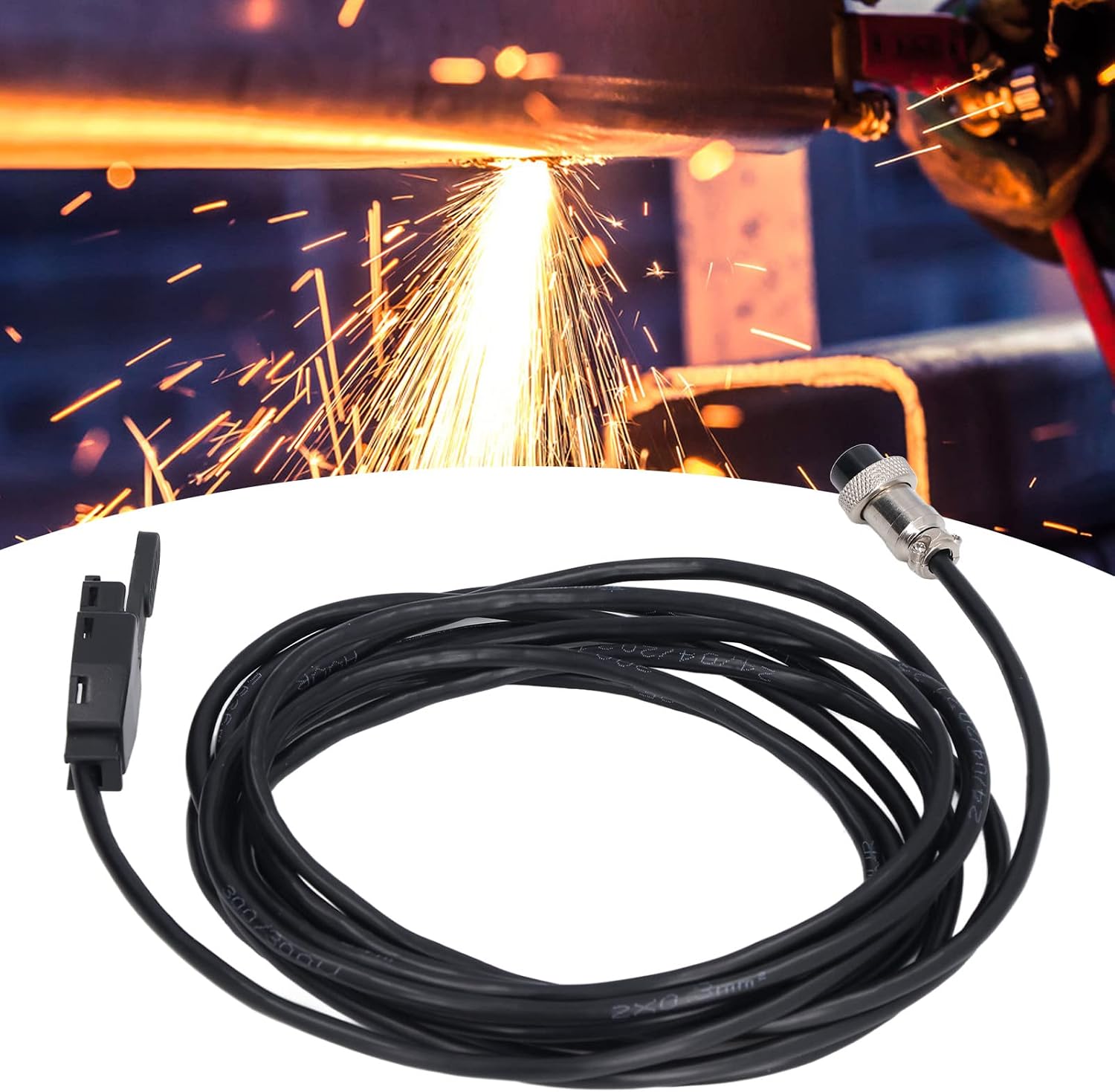Welding Torch Micro Trigger, Torch Switch Trigger with Wire Line GX16-2 Aviation Plug Fitting 14.11ft Length for TIG Welding Torches and Plasma Cutting Torches