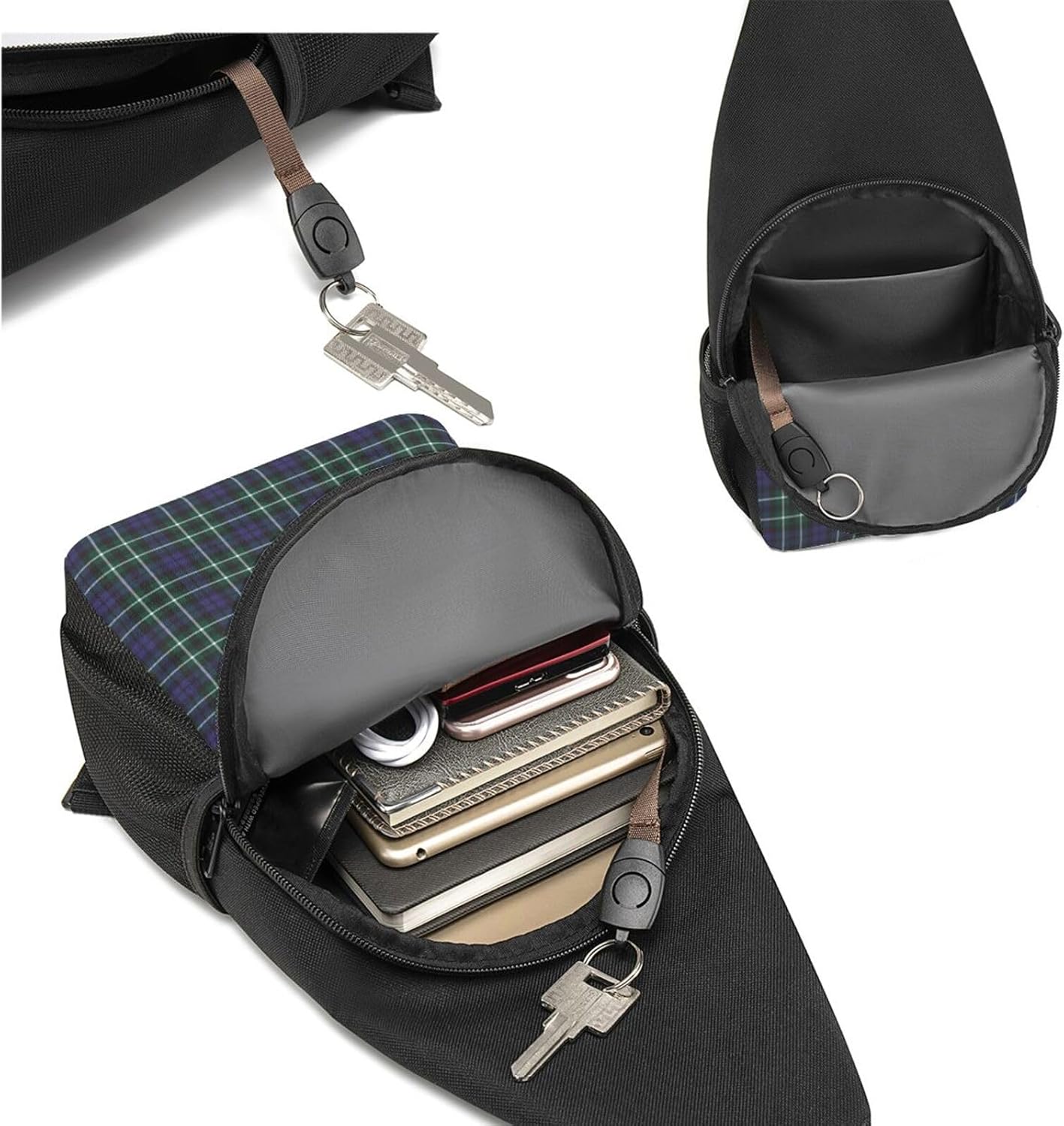 Crossbody Sling Backpack Graham of Montrose Modern Tartan Shoulder Chest Bag Daypack for Traveling Sport