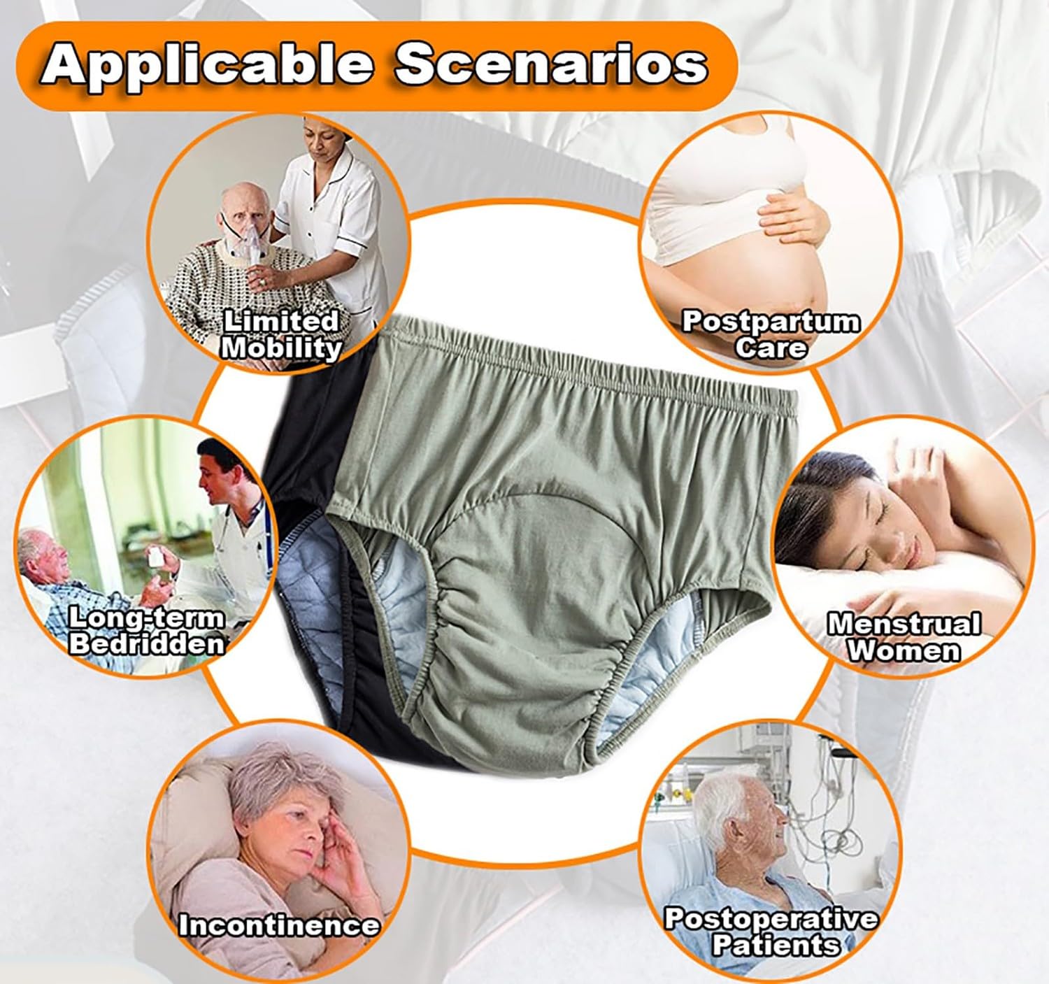 FUELIX Pañales para Ancianos Pantalón Orinal para Adultos Pañal para Incontinencia De Ancianos Pañal De Tela Impermeable Bragas Prueba De Fugas Reutilizable para Personas Mayores XXL