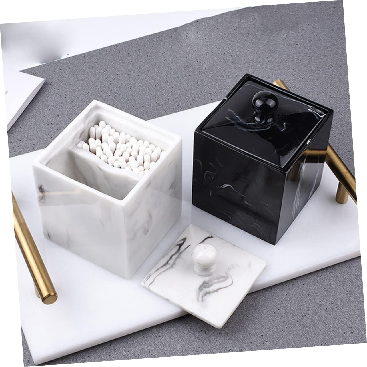 2pcs Cotton Holder Cotton Ball Container Toothpick Holder Swab Box Pad Organizer